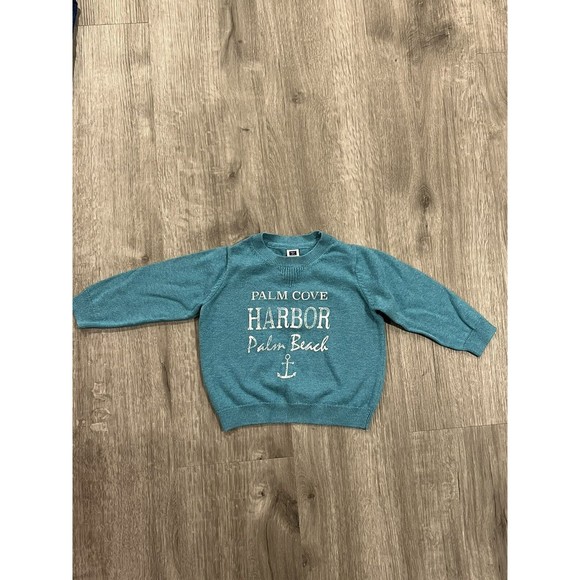 JANIE and JACK Palm Cove Harbor Palm Beach Sweater TEAL size 12 - 18 Months Boys - Picture 2 of 7